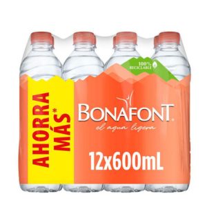 Agua embotellada bonafont 600ml c/12 piezas