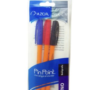 Pluma azor pin Point amarillo punto fino tinta negra azul y roja 3 piezas