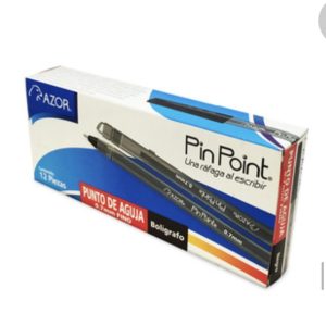 Pluma azor pin Point punto fino tinta negra c/12 piezas