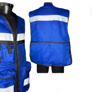 Chaleco tipo brigadista con reflejante azul