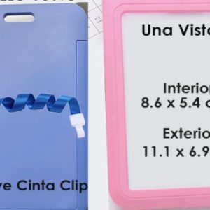 Porta credencial vertical plástico rígido color rosa azul negro grisáceo rojo