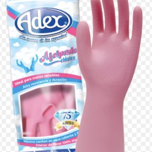 Guante adex látex afelpado rosa